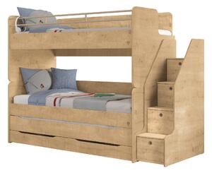 Čilek Patrová postel pro 3 děti 90x200 cm s úložným prostorem (schody)