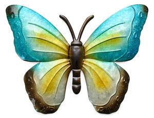 Nástěnná kovová dekorace motýl BUTTERFLY 30 cm - více barev Barva: Modrá