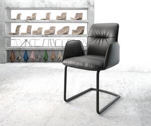 DELIFE Jídelní židle Vinja-Flex černá pravá kůže konzolová podnož kulatá černá