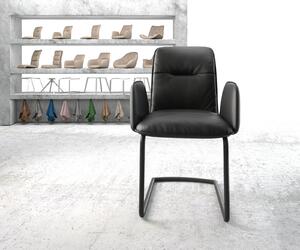 DELIFE Jídelní židle Vinja-Flex černá pravá kůže konzolová podnož kulatá černá