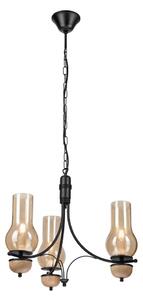 Brilagi - LED Lustr na řetězu COTTAGE 3xE14/40W/230V dub/černá/kouřová béžová