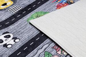 Makro Abra Dětský kusový koberec vhodný k praní BAMBINO 1711 Uličky auta protiskluzový antracitový Rozměr: 80x150 cm