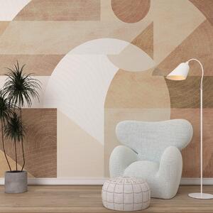 Fototapety Moderní geometrie s abstraktními tvary, texturované detaily v béžových a hnědých tónech, Fototapety Vzory, w02140 : uwalls.cz