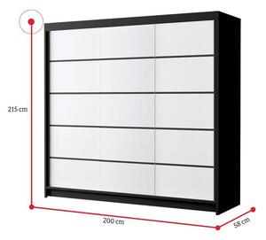 Šatní skříň PALERMO 7, 200x215x58, černá/bílá