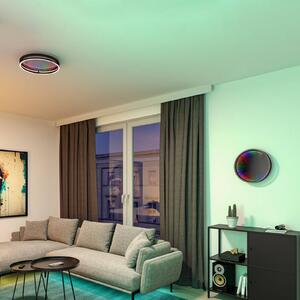 Paulmann LED stropní svítidlo Spaceglow One s diodami, černé, Ø 39 cm, RGBW, stmívatelný, Černá, Chodba, Plast, Moderní