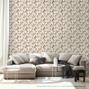 Tapeta béžová geometrie s prostorovým efektem