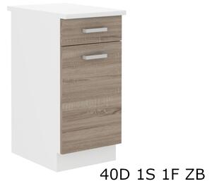 Kuchyňská skříňka dolní s pracovní deskou DAVE 40D 1S 1F ZB, 40x82x60, bílá/dub sonoma trufel