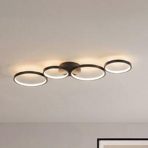 Lindby LED stropní svítidlo Evengeline, černé, hliník, 88 cm, Černá, Obývací pokoj / jídelna, Hliník, Moderní