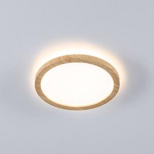 Paulmann LED panel Atria Shine, Ø 19 cm, dřevěný, IP44, 3000 K, zapnuto/vypnuto, Světlé dřevo, Pracovna / kancelář, Plast, Moderní