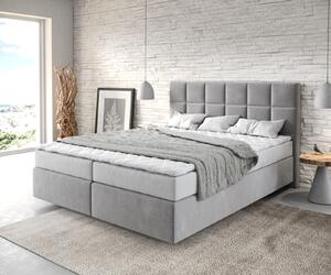 DELIFE Boxspring postel Dream-Fine 160x200 cm mikrovlákno šedá s matrací a topperem