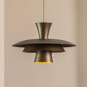 Luminex Závěsné světlo Plato, titanová barva, kov, Ø 38 cm, E27, stmívatelný, Hliník / šedá / zinek, Obývací pokoj / jídelna, kov, Moderní