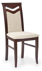 Jídelní židle CITRONE – masiv, látka, více barev tmavý ořech / béžová