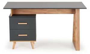 Psací stůl ELGIN — dřevo, antracit / dub votan