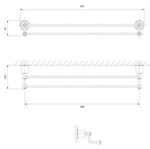 OMNIRES AL53226CR - Nástěnný věšák na ručníky ART LINE 65 cm lesklý chrom