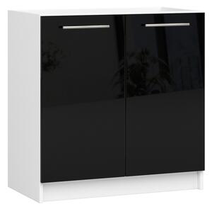 Kuchyňská skříňka pod dřez lesklá OLIVIA – 80cm | Bílá / Černá