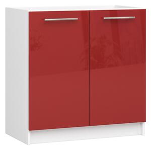 Kuchyňská skříňka pod dřez lesklá OLIVIA – 80cm | Bílá / Červená