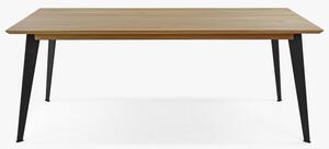 Stůl z masivu dub - matný lak s ocelovýma nohama, 197 x 100