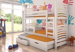 Patrová postel s přistýlkou a úložným prostorem 75x180 FASRIA - bílá