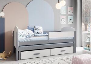 Rozkládací postel s úložným prostorem 80x180 BASLINA - bílá / šedá