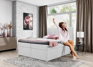 Čalouněná postel boxspring Nerino 180x200 cm - bílá eko-kůže Soft 017