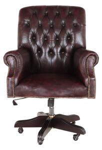 Kancelářská židle Chesterfield Office chair z pravé hovězí kůže New Red