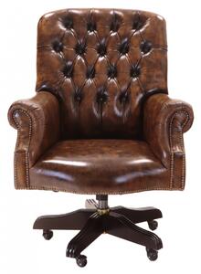 Kancelářská židle Chesterfield Office chair z pravé hovězí kůže Whisky
