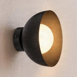 EMIBIG LIGHTING Nástěnné světlo Bibi K1, černé, ocel/sklo, Ø 18 cm, stmívatelný, Černá, Obývací pokoj / jídelna, Sklo, Moderní