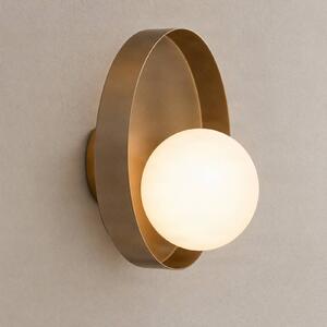 EMIBIG LIGHTING Nástěnné světlo Kido K1, béžové, ocel/sklo, Ø 20 cm, stmívatelný, Krémová / jantar, Obývací pokoj / jídelna, Sklo, Moderní