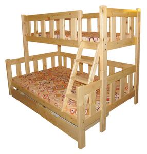Patrová postel Denisa 120x200 / 200x90 cm Barva: bezbarvý lak, Úložný prostor: ne