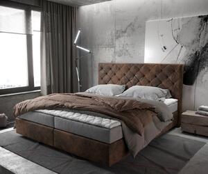 DELIFE Boxspring postel Dream-Great 180x200 cm hnědá vintage s matrací a topperem