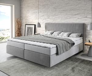 DELIFE Boxspring postel Dream-Well 180x200 cm mikrovlákno šedá s matrací a topperem