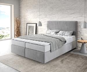 DELIFE Boxspring postel Dream-Well 140x200 cm mikrovlákno šedá s matrací a topperem