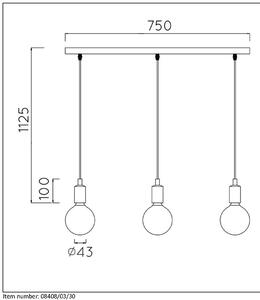 LUCIDE Závěsné osvětlení nad jídelní stůl FIX MULTIPLE, E27, 3 x 60W, černé 08408/03/30