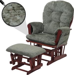 Relaxaní křeslo HWC-C76, houpací křeslo s taburetem látka inylka (465 g/m²) Oeko-Tex zelená, tmavý rám