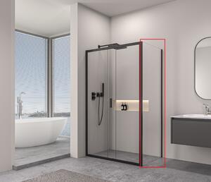 Erga Alpine, pevná stěna pro sprchový kout 70x195 cm, 6mm čiré sklo, černý profil, ERG-V02-ALPINE-G070-BK