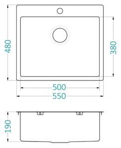 ALVEUS 1124382 - Kuchyňský dřez QUARTO 55x48 cm satin