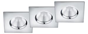 Trio Leuchten 650610306 ZAGROS - 3ks LED podhledové stmívatelné svítidlo do koupelny 8,5 x 8,5cm, 5,5W, 3000K, IP65, lesklý chrom (3 ks zápustné svítidlo do sádrokartonu vhodné do koupelny)