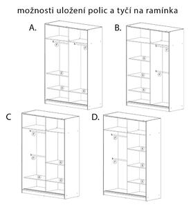 Šatní skříň MIAMI se zrcadlem | 180 cm | wotan | 4 varianty vnitřního uspořádání | POUZE U NÁS