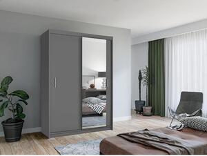 Šatní skříň MIAMI se zrcadlem | 150 cm | šedá | 4 varianty vnitřního uspořádání | POUZE U NÁS