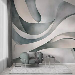Fototapety Bílé, modré a šedé zakřivené tvary a formy , vytvářející abstraktní texturální moderní minimalistický, Fototapety 3D, w08439v1 : uwalls.cz