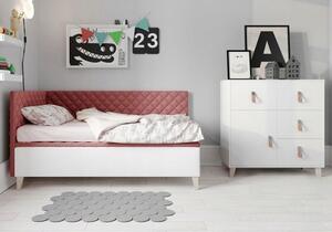 Čalouněná postel SOLO - FIDO | růžová 80 x 200 cm Barva: Růžová, Provedení: levé