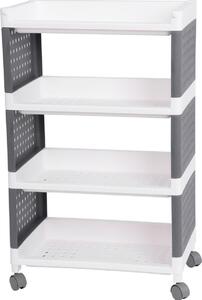 MagicHome Regál Rolly, plast, 4 police, 49x29x75,5 cm, na kolekách