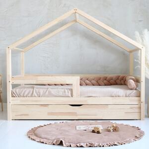 Domečková postel Housebed - rovná zábrana 100x200 cm Barva: přírodní, Úchyt šuplíku: šňůrky