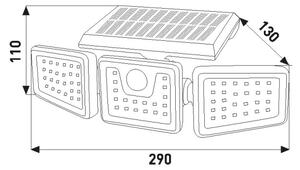 LED Solární reflektor se senzorem LED/14W/3,7V 1800 mAh IP44