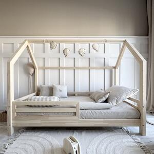 Domečková postýlka Fello 200x90 cm Velikost spací plochy: 200x90, Barva: přírodní dřevo, Výška nožiček: nohy 1 cm