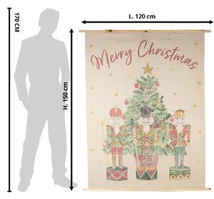 Béžová nástěnná mapa s Louskáčky Merry Christmas - 120*2*150 cm