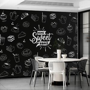 Fototapety černé tapety do kuchyně s bílými vzory, Fototapety food, w02349 : uwalls.cz