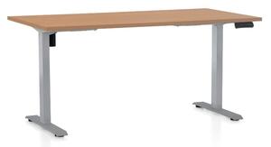 Výškově nastavitelný stůl OfficeTech B, 140 x 80 cm - šedá podnož Barva: Buk
