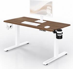 Elektrický stůl s nastavitelnou výškou ergonomický bílý/ořech,1200x600 mm: ARIA