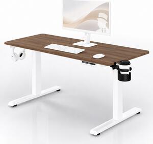 Elektrický stůl s nastavitelnou výškou ergonomický bílý/ořech,1400x700 mm: ARIA